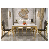 Lucia Curved Dining Table in Gold