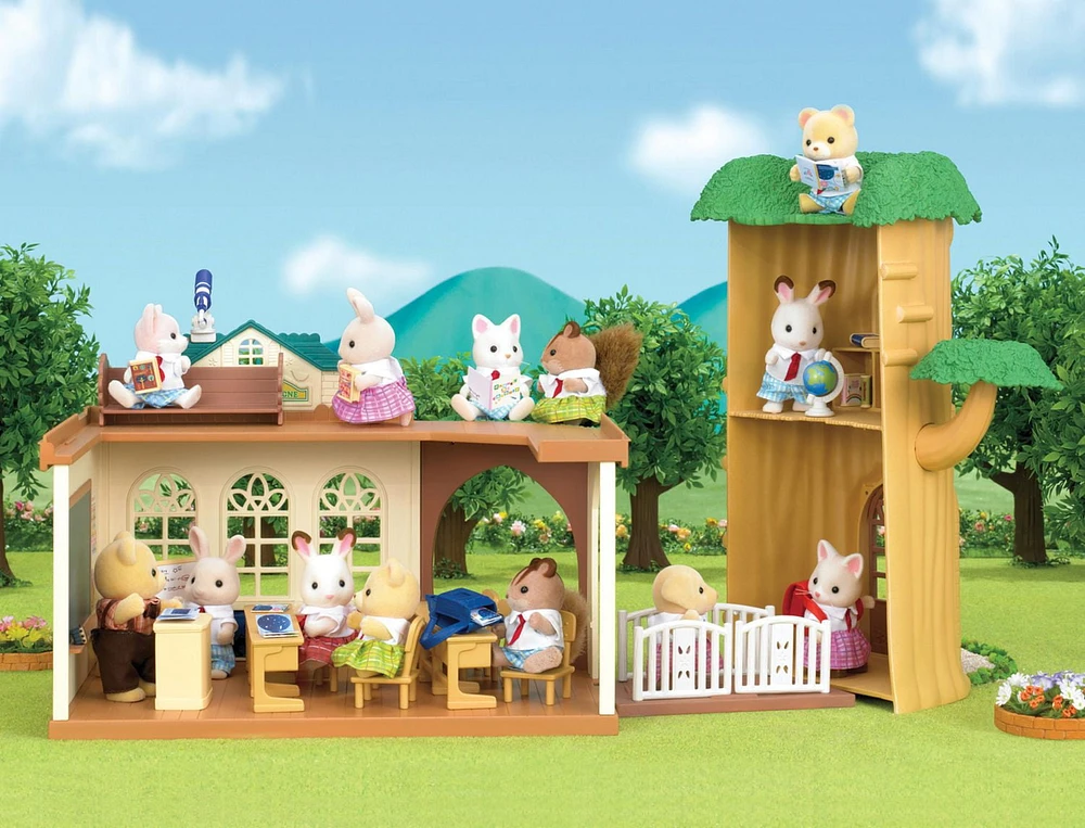 Calico Critters Country Tree School Gift Set, Dollhouse Playset with Figures, Furniture and Accessories