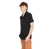 Chemise de vacances texturée à manches courtes Jackson pour garçons Tailles M-TTG