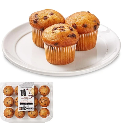 Mini muffins aux bananes et aux pépites de chocolat Mon marché fraîcheur 12 muffins, 336 g au total