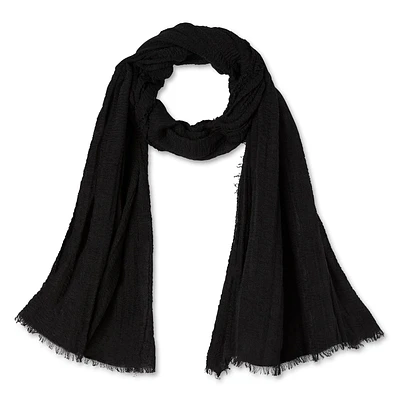 Time and Tru Women's Oversized Gauze Frayed Edge Scarf, Time and Tru Fashion Scarf