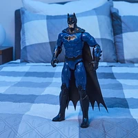 Batman 12-inch Metal-Tech Batman Action Figure (Black/Light Blue Suit), for KidsKids Toys for Boys Aged 3 and up