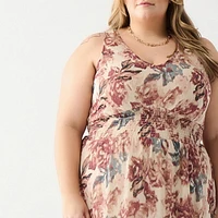 DV Robe midi à fleurs sans manches avec fente sur le côté
