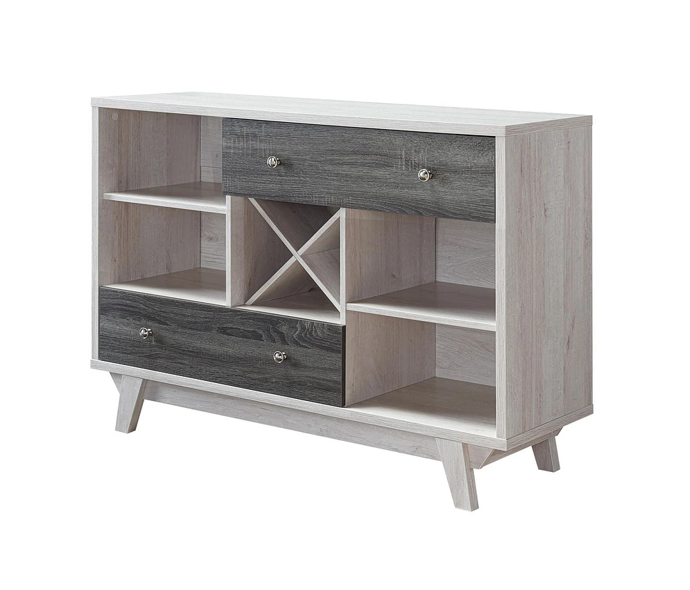 Multi-Tier Buffett / Server with Storage, White Oak/Grey