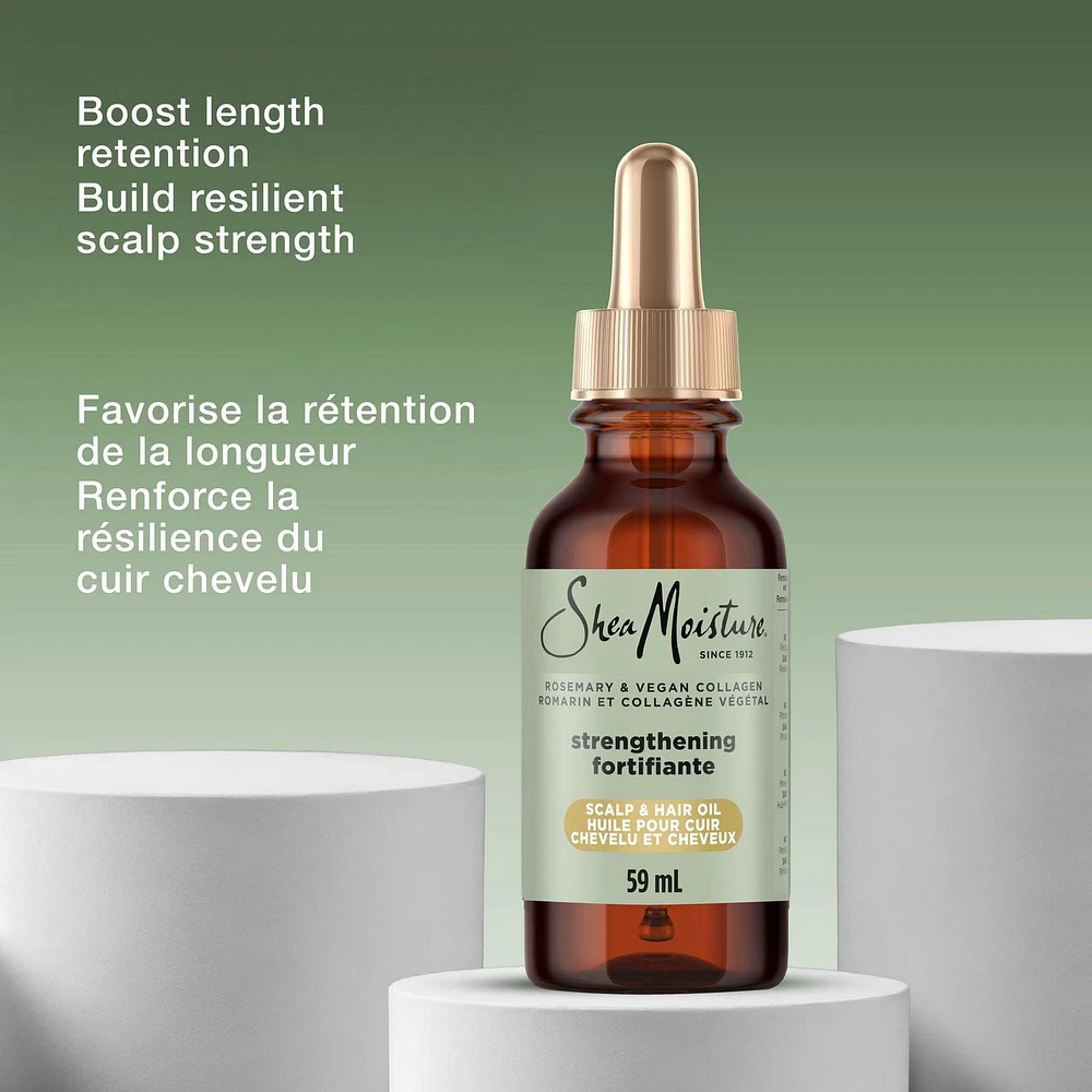 SheaMoisture Strengthening Scalp & Hair Oil with Rosemary & Vegan Collagen & ScalpBoost Technology to Promote Length Retention & Invigorate the Scalp, 59 ML, 59 ML