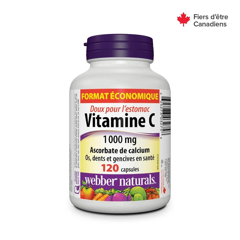 Webber Naturals®, Vitamin C ascorbate de calcium, 1 000 mg 120 capsules