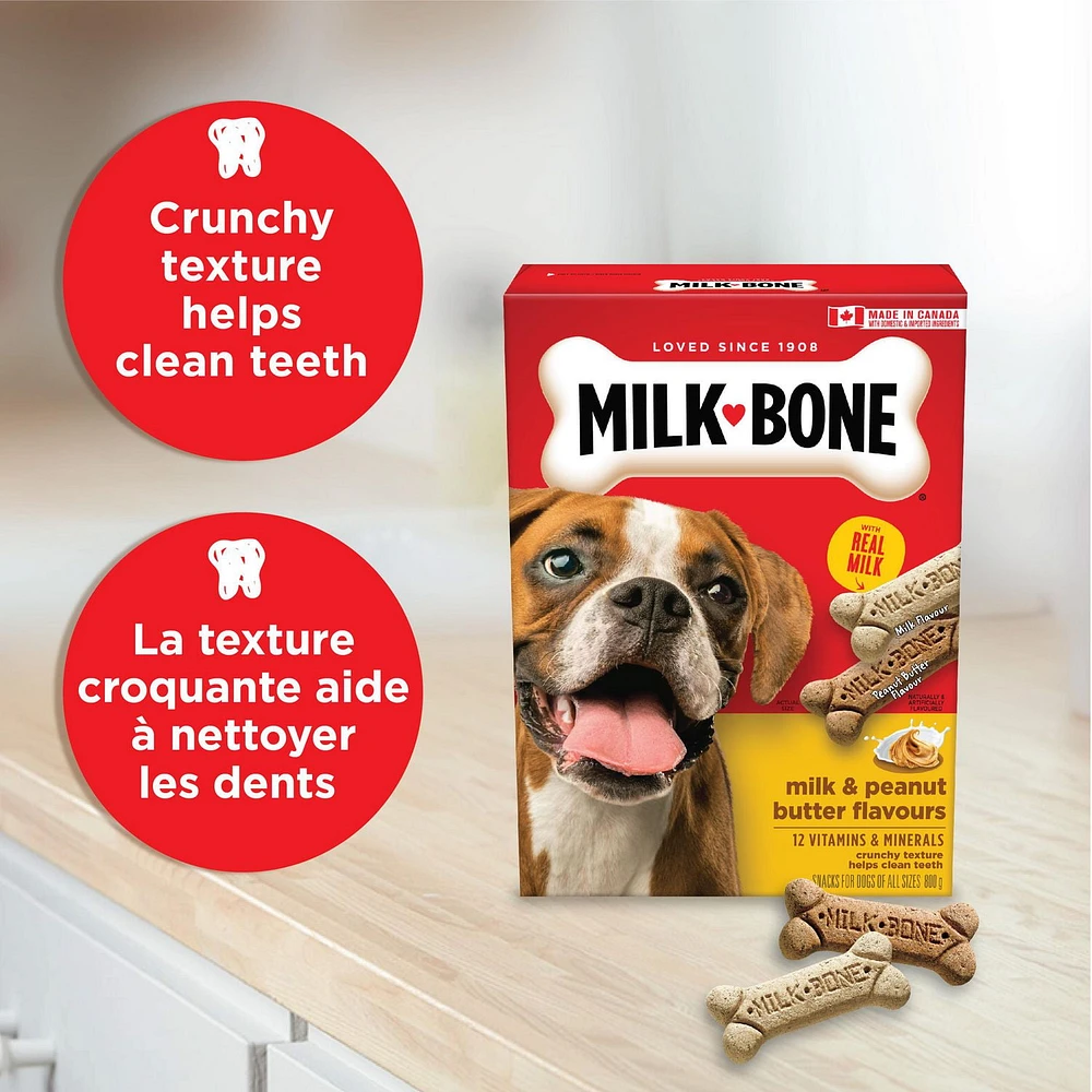 Milk-Bone Crunchy Dog Treats, Milk & Peanut Butter Flavour, 800g