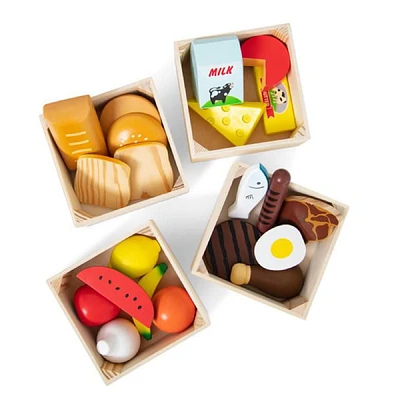 Melissa & Doug Food Groups - 21 Wooden Pieces and 4 Crates, M&D Food Groups