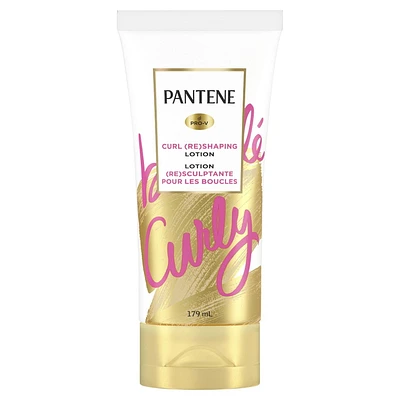 Pantene Hair Lotion, Moisturizing, for Curly Hair, Cream Reshapes and Defines Curls with Vitamin B5, Safe for Color Treated Hair, Pro-V, 179ML