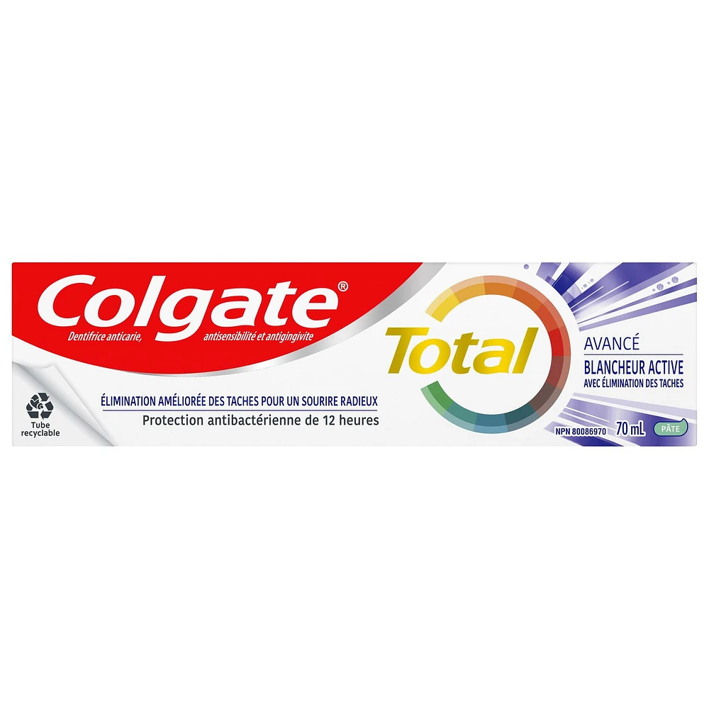 Colgate Total Advanced Whitening Toothpaste with Stain Removal, Colgate Total Advanced Whitening Toothpaste with Stain Removal, 70 mL