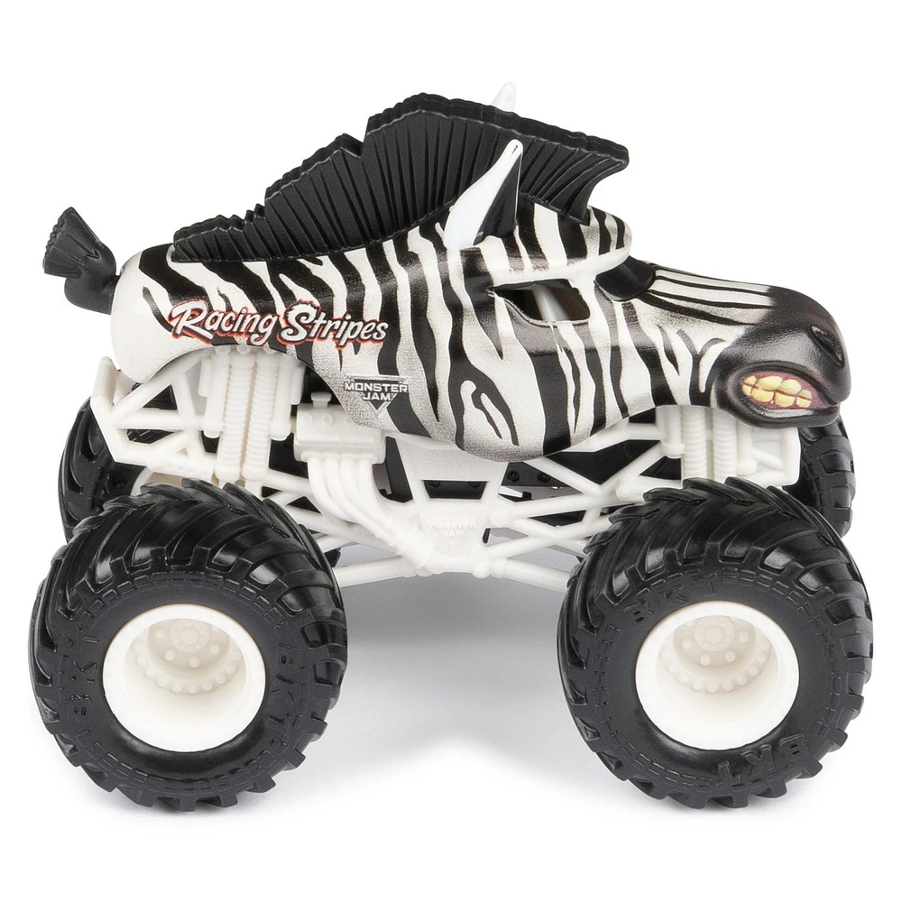 Monster Jam, Official Racing Stripes Vs. Rainbow Blast Die-Cast Monster Trucks, 1:64 Scale, Kids Toys for Boys Ages 3 and up