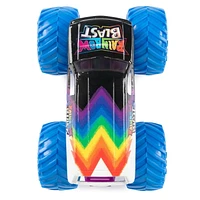 Monster Jam, Official Racing Stripes Vs. Rainbow Blast Die-Cast Monster Trucks, 1:64 Scale, Kids Toys for Boys Ages 3 and up