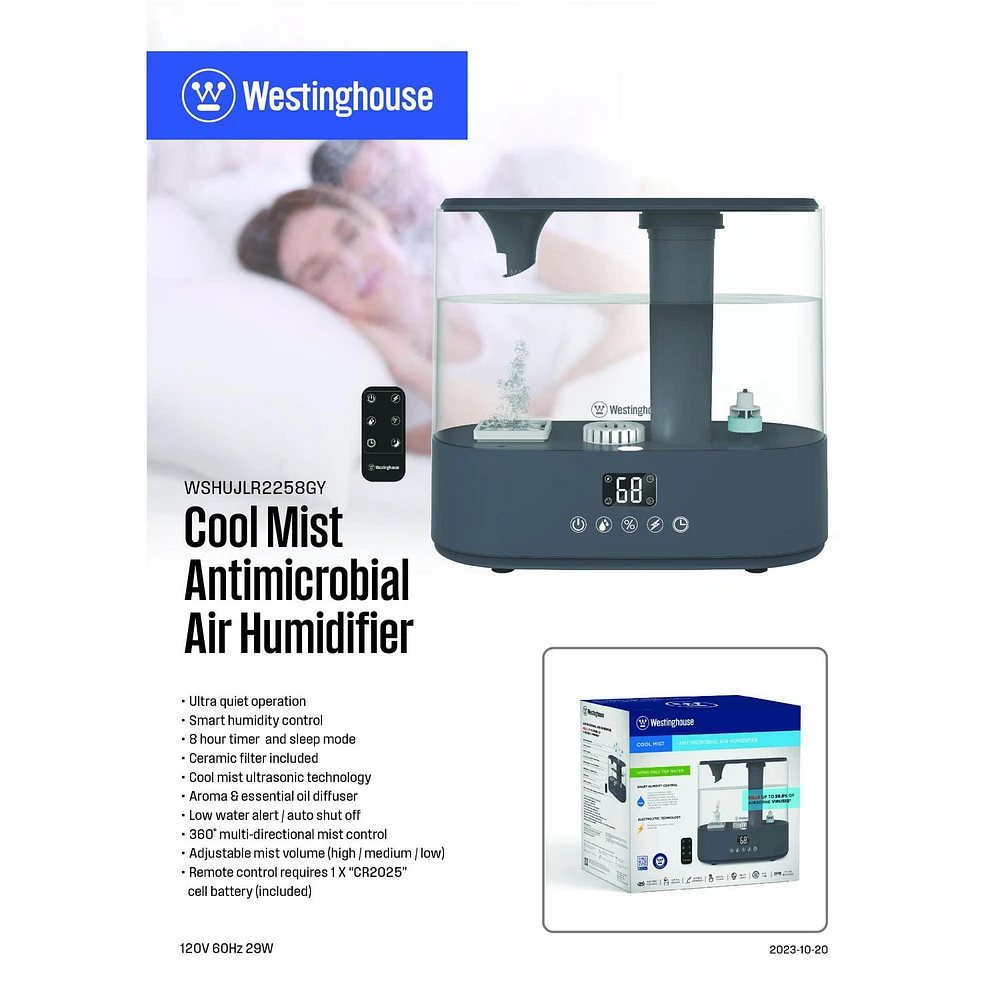 Westinghouse Antimicrobial Air Humidifier - Grey