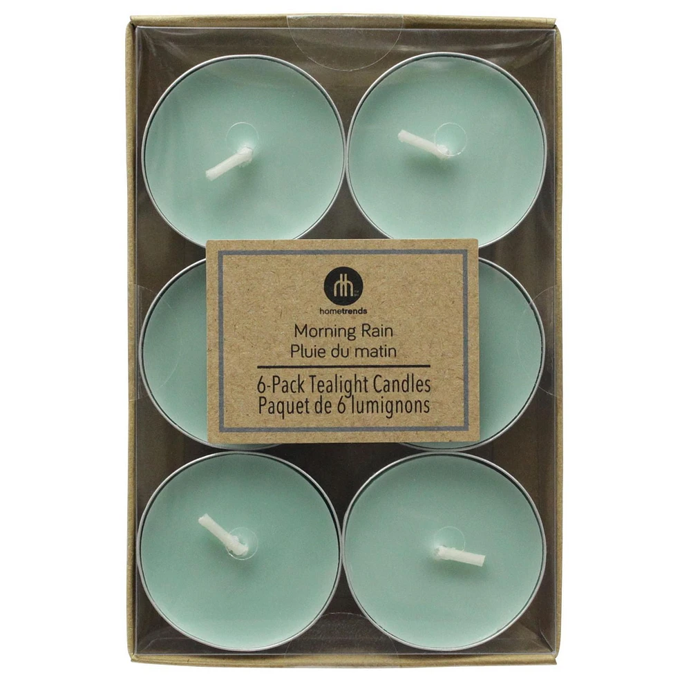 Hometrends MORNING RAIN 6-Pack Scented Tealight Candles, 6-Pack Tealight Candles