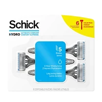 Schick Hydro Ultimate Comfort Disposable Men’s Razor, 6 Disposable Razors