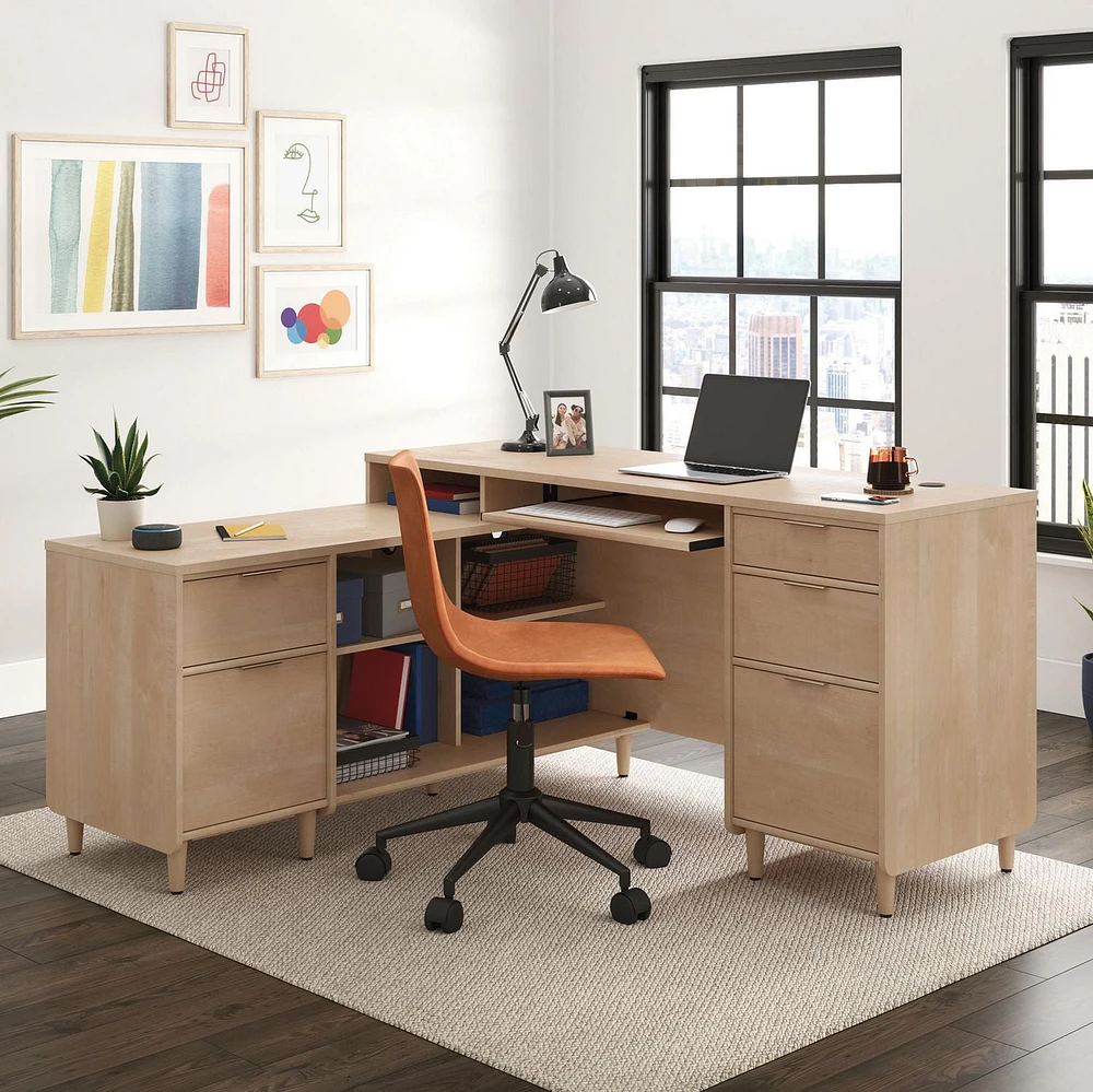 Sauder Clifford Place L-Desk, Natural Maple, 433361