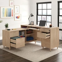 Sauder Clifford Place L-Desk, Natural Maple, 433361