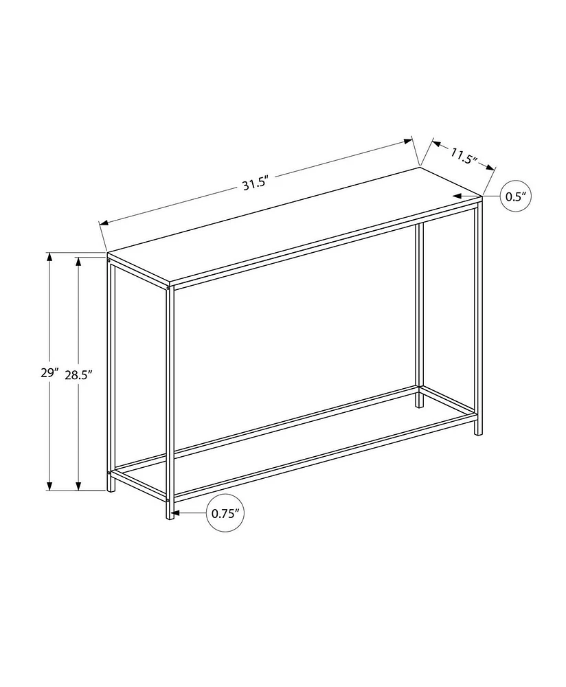 Monarch Specialties Accent Table, Console, Entryway, Narrow, Sofa, Living Room, Bedroom, Metal, Laminate, Grey, Black, Contemporary, Modern