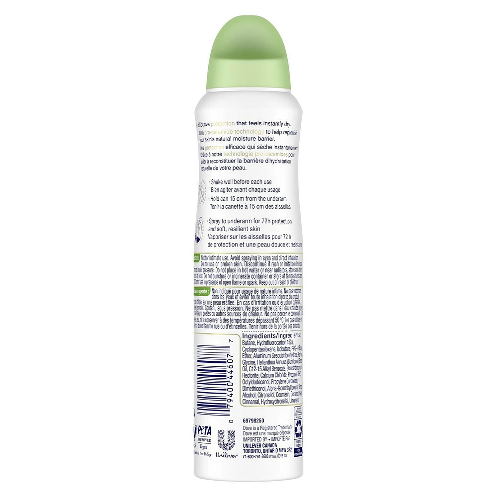 Antisudorifique en Vaporisateur à Sec Dove Advanced Care Essentiels Fraîcheur 107 g Antisudorifique