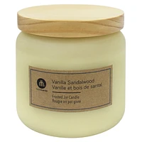 Hometrends 14oz VANILLA SANDALWOOD Scented Frosted Jar Candle, 14oz fragranced candle