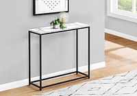 Monarch Specialties Accent Table, Console, Entryway, Narrow, Sofa, Living Room, Bedroom, Metal, Laminate, White Marble Look, Black, Contemporary, Modern