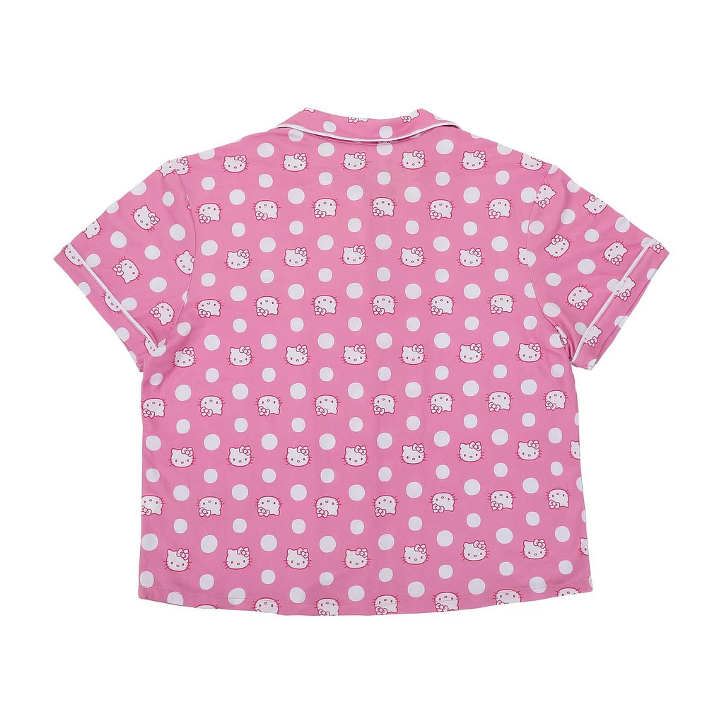 Ensemble Chemise Et Short Boutonnés Hello Kitty Rose Pour Femme - Exclusivité en ligne