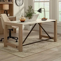 Sauder Dixon City Executive Desk, Brushed Oak, 432892