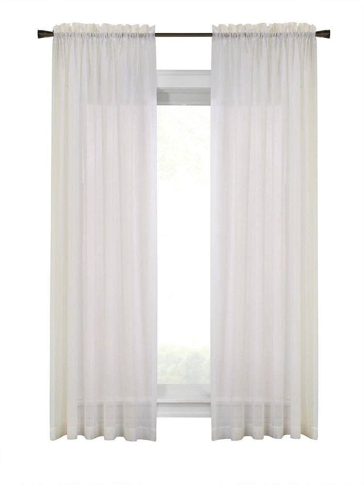 Loft Living Cannes Rod Pocket Linen-Like Single Curtain Panel Sheer 56" x 84" in Ivory