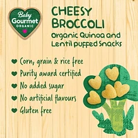 Baby Gourmet Organic Puffies Cheesy Broccoli, Organic Quinoa & Lentil puff Snacks - 42 g