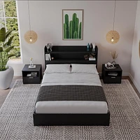 Nexera Hunter Platform Bed With Headboard And 2 Nightstands