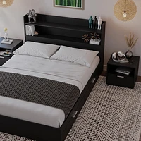 Nexera Hunter Platform Bed With Headboard And 2 Nightstands