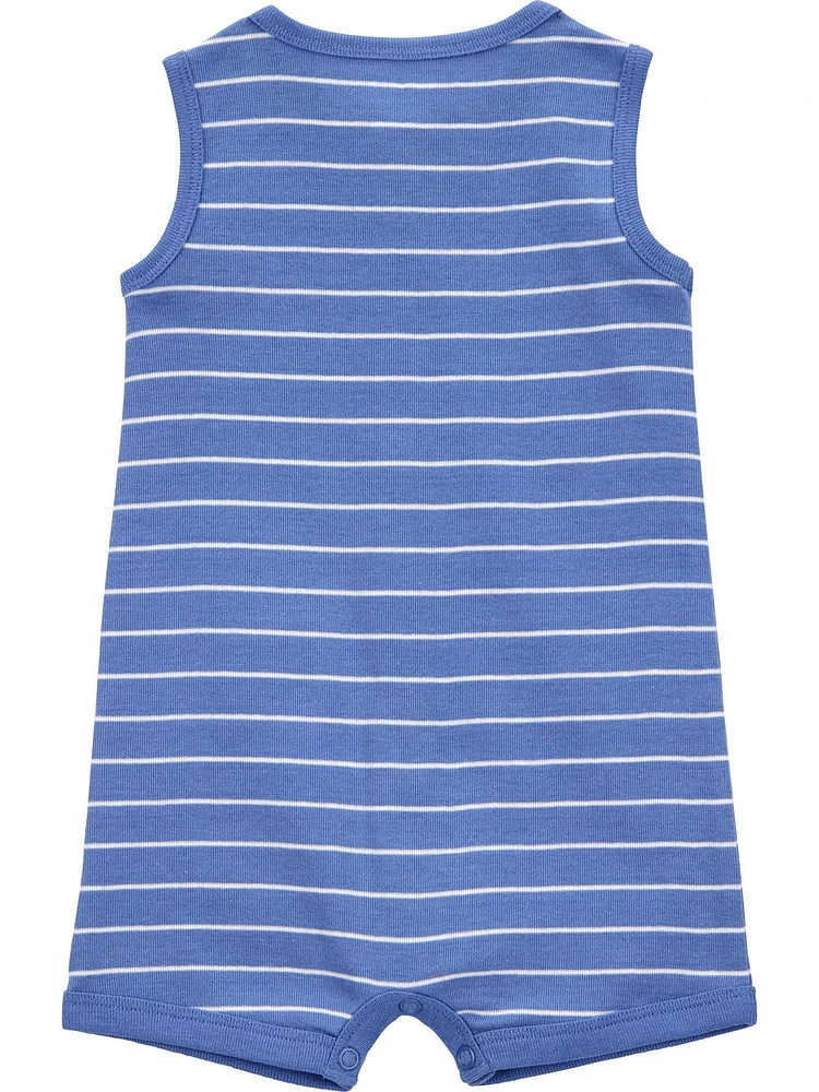 Carter's Child of Mine Infant Boy 1pc Romper-Navy Stripe Crab