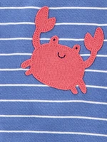 Carter's Child of Mine Infant Boy 1pc Romper-Navy Stripe Crab