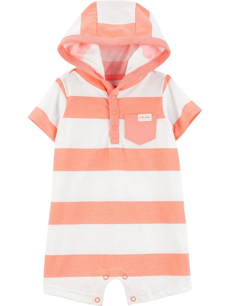 Carter's Child of Mine Infant Boy 1pc Romper-Orange Stripe, Newborn-24 Months