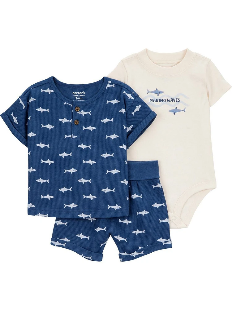 Carter's Child of Mine Ensemble de couvre-couches requin bleu pour bébé garçon Tailles NB-24 mois
