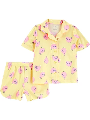 Carter's Child of Mine Ensemble pyjama 2 pièces poulet jaune pour bébés et petites filles Tailles 6-9M - 5T