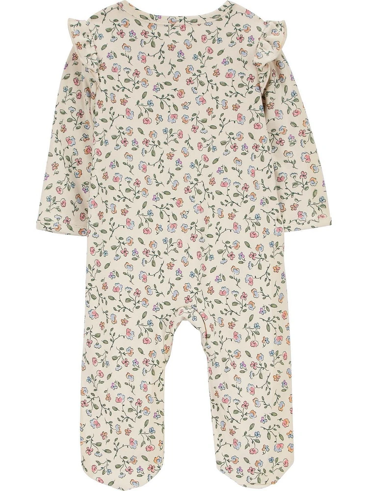 Child of Mine Baby Girls' Sleep n' Play - Beige Floral