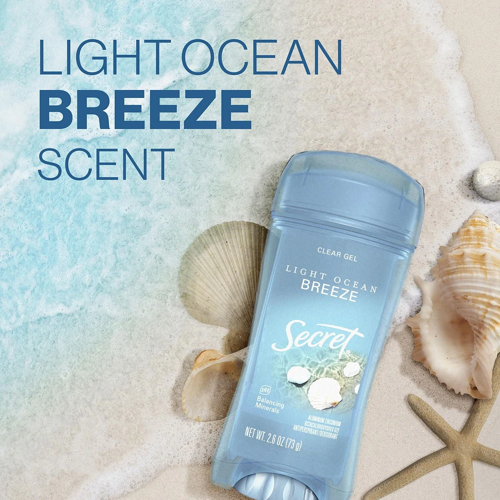 Antisudorifique et désodorisant gel clarté Secret Fraîcheur pour femmes, parfum Brise marine 73G