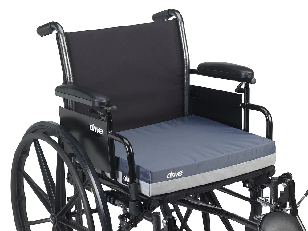 Drive Medical Blue Gel "E" Skin Protection Wheelchair Seat Cushion, 16" x 16" x 3"