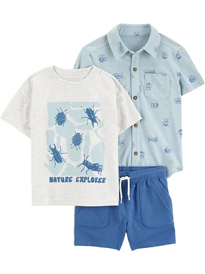 Carter's Child of Mine Ensemble 3 pièces Blue Bugs pour tout-petits garçons Tailles 2T-5T