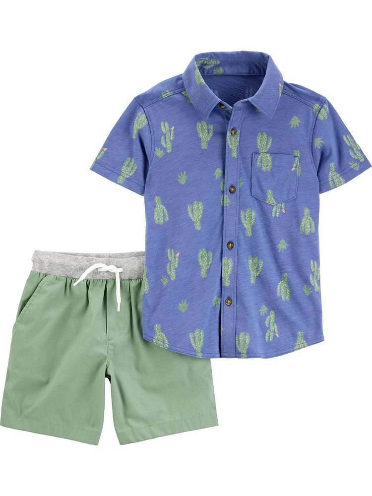 Carter's Child of Mine Ensemble court 2 pièces cactus bleu pour tout-petits garçons Tailles 2T-5T