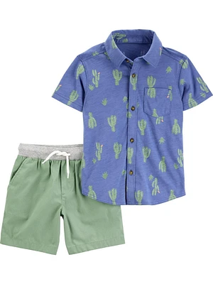Carter's Child of Mine Ensemble court 2 pièces cactus bleu pour tout-petits garçons Tailles 2T-5T