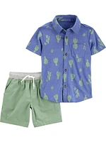 Carter's Child of Mine Ensemble court 2 pièces cactus bleu pour tout-petits garçons Tailles 2T-5T