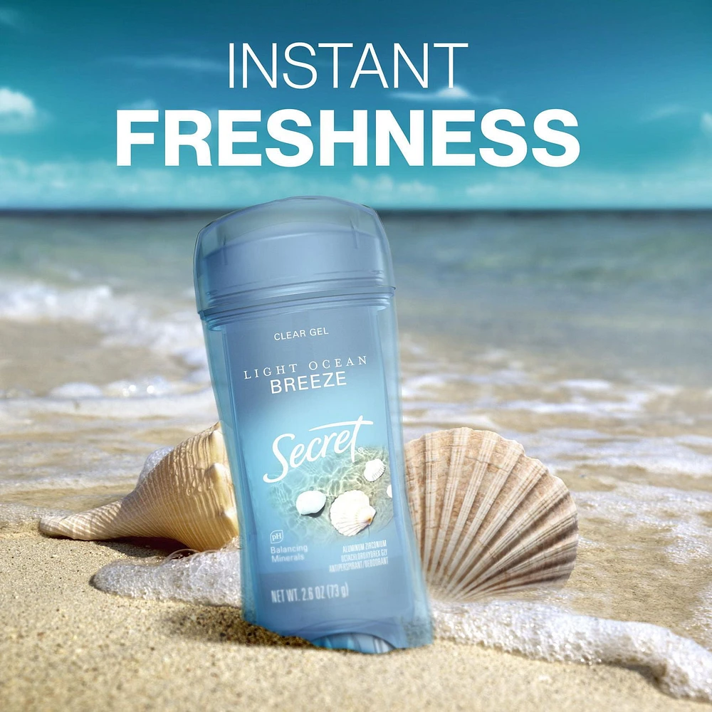 Antisudorifique et désodorisant gel clarté Secret Fraîcheur pour femmes, parfum Brise marine 73G