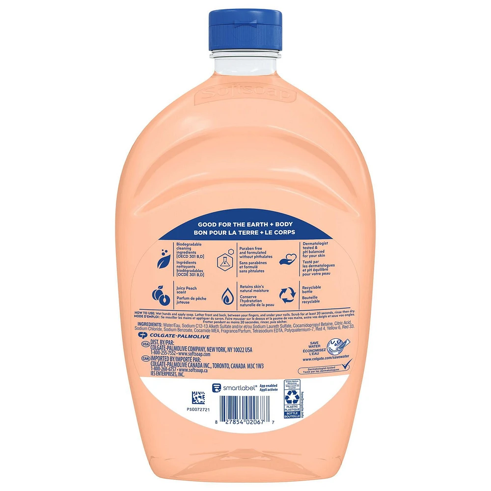 Softsoap Savon Liquide pour les Mains Pêche Juteuse, Bouteille Rechargeable de 1,47 Litre