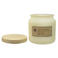 Hometrends 14oz VANILLA SANDALWOOD Scented Frosted Jar Candle, 14oz fragranced candle