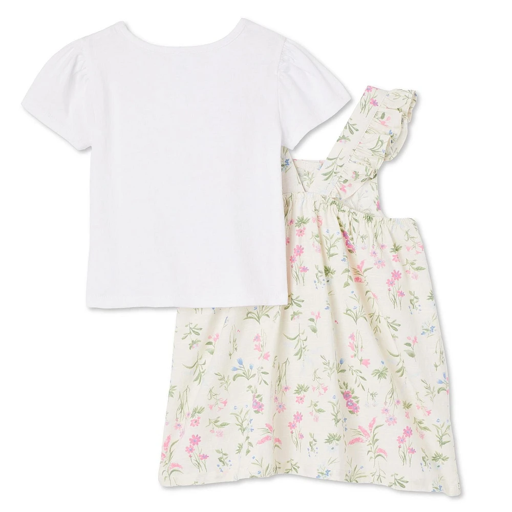 Ensemble 2 pièces avec jupe-salopette George pour petites filles Tailles 2T-5T