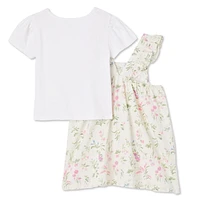 Ensemble 2 pièces avec jupe-salopette George pour petites filles Tailles 2T-5T