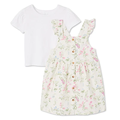 Ensemble 2 pièces avec jupe-salopette George pour petites filles Tailles 2T-5T