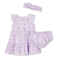 Ensemble 3 pièces avec robe George pour bébés filles Tailles 0-24 mois